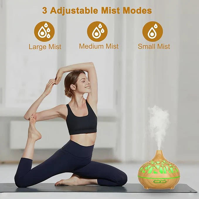 موزع روائح بالموجات فوق الصوتية مصنوع من شبكة خشبية